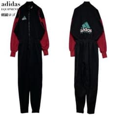 アディダス エキップメント つなぎ オールインワン 刺繍 黒 万国旗