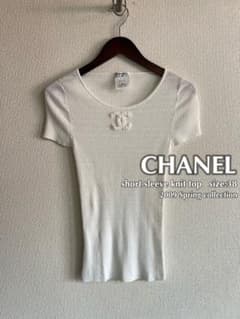 CHANEL シャネル 09P ココマーク 半袖 リブニット トップス チビT CHANEL シャネル 09P ココマーク 半袖 リブニット トップス チビT