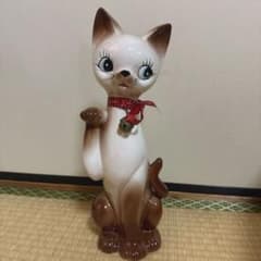 ヴィンテージの大きな背の高い陶器製シャム猫貯金箱 ヴィンテージの大きな背の高い陶器製シャム猫貯金箱 - メルカリ