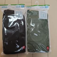 UNIQLO AIRism レギンス 7分丈 120cm 2枚セットグレーカーキのサムネイル