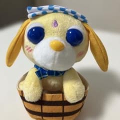 バスケット入り犬のぬいぐるみ　お茶犬のサムネイル