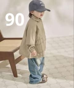 ペアマノン　配色ステッチポケット付きナイロンブルゾンジャケット　90