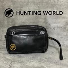 ✨希少✨ ハンティングワールド セカンドバッグ クラッチ 黒 レザー 