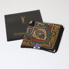 新品未使用】Yves Saint Laurent 大判スカーフ ペイズリー 黒 - メルカリ