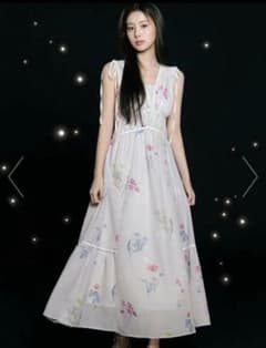 SNIDEL フラワー ドロストディティール ワンピース 0 グレー 25SS
