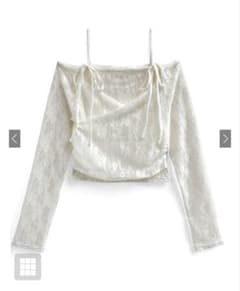 オフショルダー花柄レースカシュクールトップス［dk1394］のサムネイル