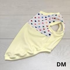 犬服ハンドメイド イエロー 夏服 DM カラフルハート柄 接触冷感
