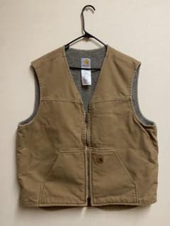 Carhartt ベージュ ベスト ジップアップ 80's Carhartt カーハート Duck Vest ダック地 ベスト ジップアップ