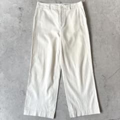 良品 マーガレットハウエル 日本製 コットン ワイド スラックス パンツ 白L 良品 マーガレットハウエル 日本製 コットン ワイド スラックス パンツ