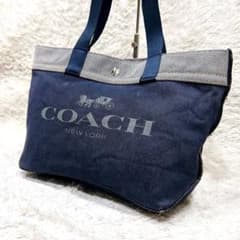 美品 COACH コーチ デニム トートバッグ ハンドバッグ 39904 濃紺 COACH コーチ デニム トート 39904 バッグ ショルダー 濃紺 - メルカリ