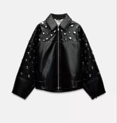 ZARA ザラ フェイクレザースタッズジャケット ZW COLLECTION - メルカリ