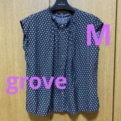 匿名配送 WORLD【grove】フレンチスリーブ ブラウス ダークグレー Mのサムネイル