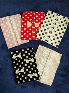 【ハンドメイド】ポケットティッシュケース（水玉） 5点セットのサムネイル