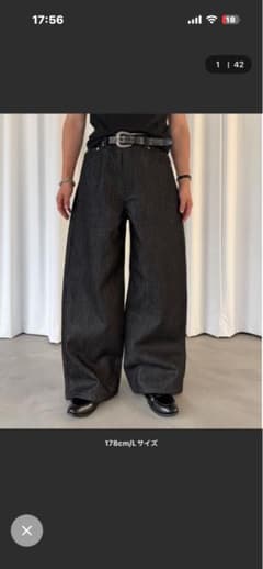 kutir リジットデニムワイドパンツ ブラックのサムネイル