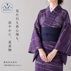 QQ13-33 着物 小紋 単衣 夏用 絽 紫 対象身長～157㎝ 送料無料 - メルカリ