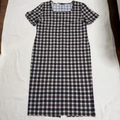 【大きいサイズ】4XL チェック柄 ワンピース 半袖 スクエアネックのサムネイル