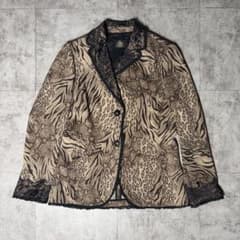 ★美品★ 伊太利屋 ヒョウ柄 トレンチ Mサイズ 日本製 希少】伊太利屋 ヒョウ柄 レース テーラードジャケット 日本製 Mサイズ