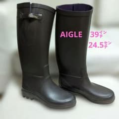 AIGLE レインブーツ ダークブラウン39㌅ (24.5㌢〜25㌢) - メルカリ