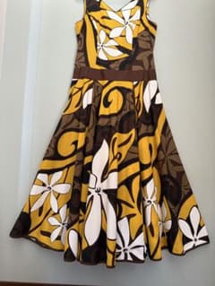 ハワイアン フラ衣装 ムームー／黄色 白 茶色 カラー 発表会用フラダンス衣装 ハワイアン フラ衣装 ムームー／黄色 白 茶色 カラー 発表会用