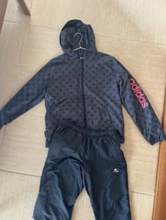 adidas ジャージ上下セット 黒/グレー ドット柄 - メルカリ