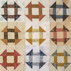 キルトトップ モンキーレンチ 9枚組 未完成パッチワーク ハンドメイド