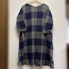 ネイビーパープル・カーキグレー チェック シャツワンピース　カリネCALINER