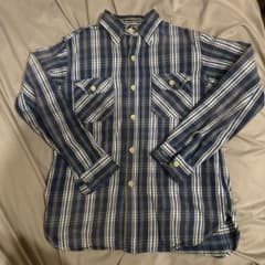 WAREHOUSE ウエアハウス ネルシャツ M ヘビーネル チェック 青 白のサムネイル