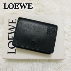 【極美品】LOEWE ロエベ トライフォールド ウォレット 三つ折り財布 黒系 極美✨付属完備✨ロエベ 三つ折り財布 トライフォールド レザー