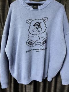 OY クマ ニット セーター ライトブルー