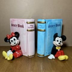 【希少】ヴィンテージ　ミッキーミニー　ブックエンド　ディズニー ディズニーランド ミッキー•ミニーレトロブックエンド - メルカリ