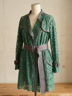【希少】sacai luck 総レース トレンチ風コート グリーン ベルテッドのサムネイル