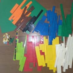 LEGO bricks, bundle set, baseplate, figures.