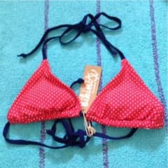 10/15迄！インポート 新品未使用☆ 水着 ビキニ 上 赤ドットネイビーのサムネイル