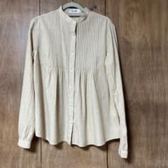 PERSON'S バンドカラーシャツ　ストライプ　ベージュ Mのサムネイル