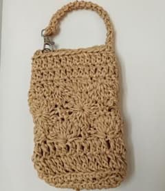 ハンドメイド かぎ針編み スマホポーチ バック ベージュのサムネイル