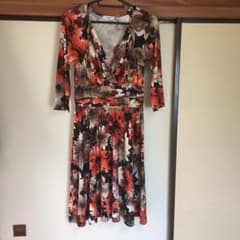 EGERLE★カシュクールワンピース★オレンジ色花のサムネイル