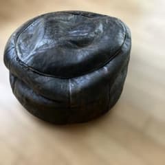 モロッコ産 本革 クッション プフ 円形スツール 黒色　50✖️28 その2 モロッコ産 本革 クッション プフ 円形スツール 黒色 50✖️28 その2