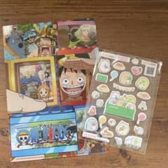 One Piece clear file, Sumikko Gurashi sticker set, Co-op sample product.