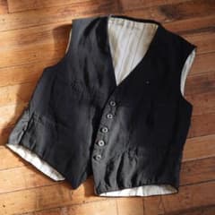 フランスヴィンテージ1920〜30s ウールベスト ジレ シンチバック