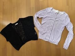 透かし編み 半袖と長袖　ボレロ カーディガンのサムネイル