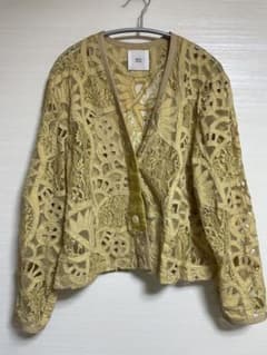 値下げ IÉNA La Boucleカットワークレースカーディガン 長袖イエロー