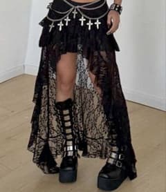 レース フィッシュテール スカート ブラックのサムネイル
