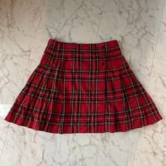 赤チェックプリーツスカート 古着のサムネイル