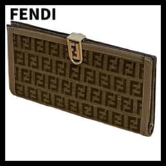 FENDI フェンディ ズッカ 二つ折り長財布 FF ゴールド金具 ブラウン