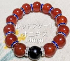 レッドアゲート オニキス ブレスレット 14mm レッドアゲート オニキス ブレスレット 14mm | Mercari