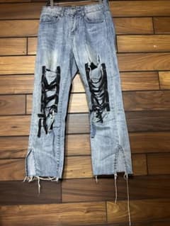 ANAP レースアップ ダメージデニムパンツ Mサイズのサムネイル