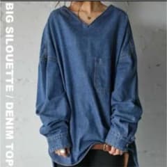 antiqua アンティカ Vネックデニムシャツのサムネイル