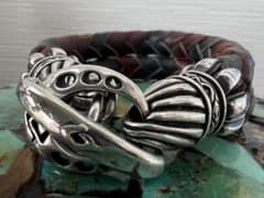 90s NAGUAL silver925×leather 2連ブレスレット - メルカリ