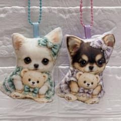 マスコットチャーム ハンドメイド チワワ パネル生地使用 2個セット