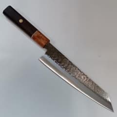 槌目 黒染 鍛造 440C 高炭素鋼ステンレス 切付 牛刀 21cm黒檀八角柄 槌目 切付 牛刀 鍛造 高炭素ステンレス鋼 440A 和 包丁 紫檀黒檀八角柄